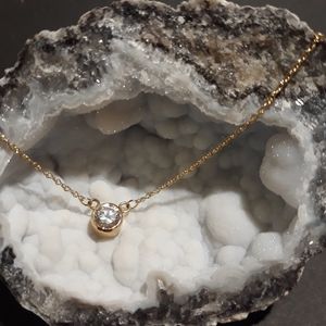 Vintage 14k gold Diamonique necklace
